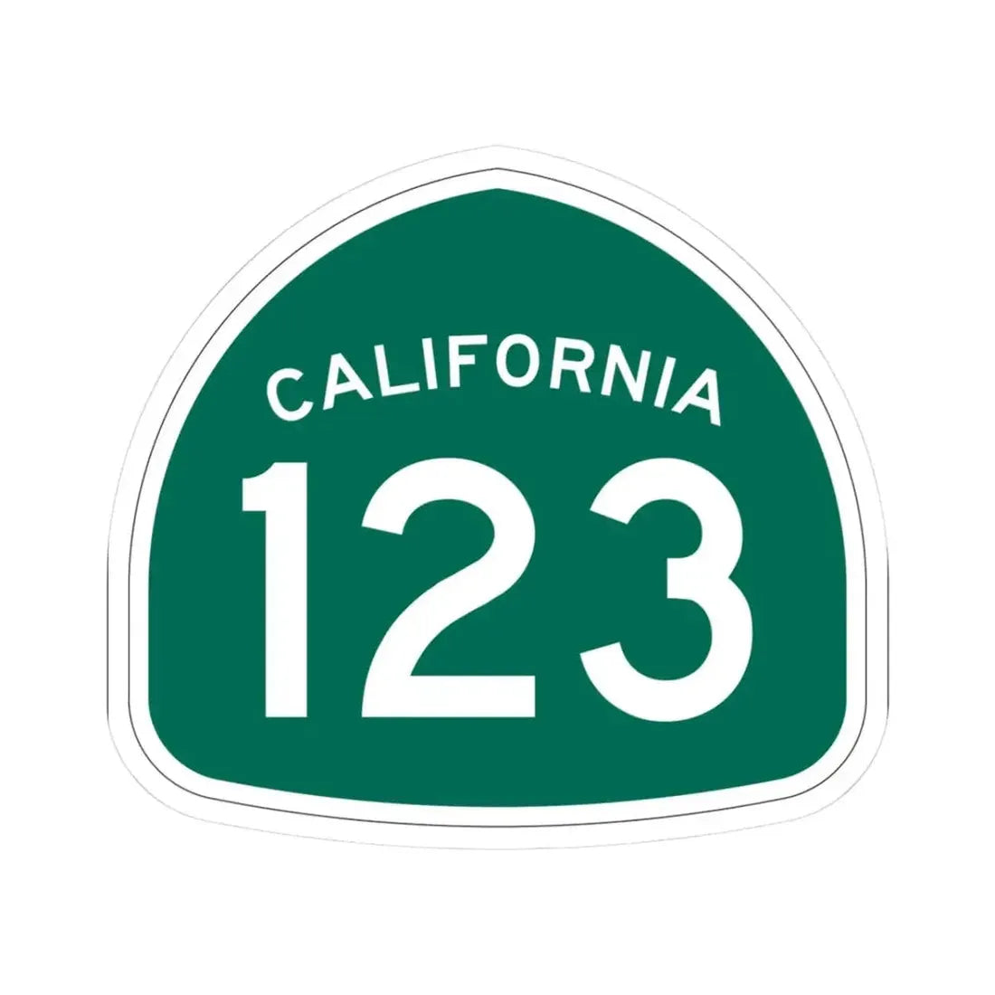 California 123 (California) (Road Sign) STICKER Vinyl Kiss-Cut Decal 3 Inch White - The Sticker Space