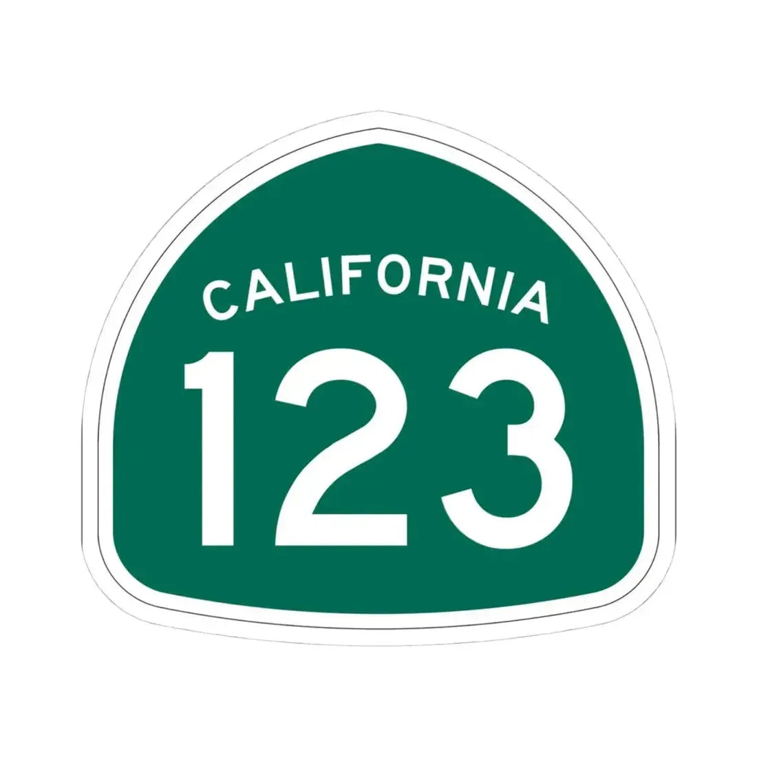 California 123 (California) (Road Sign) STICKER Vinyl Kiss-Cut Decal 4 Inch White - The Sticker Space