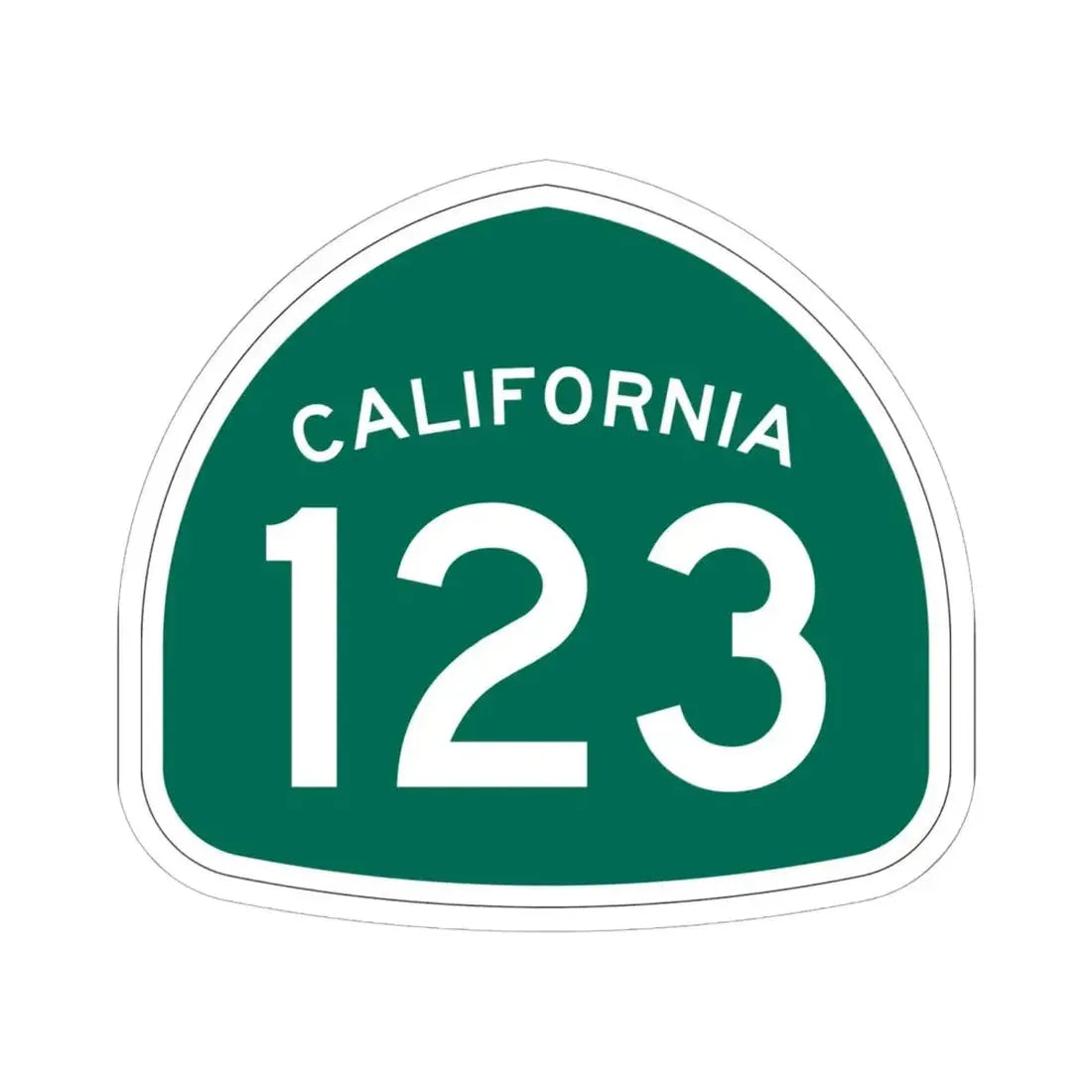 California 123 (California) (Road Sign) STICKER Vinyl Kiss-Cut Decal 6 Inch White - The Sticker Space
