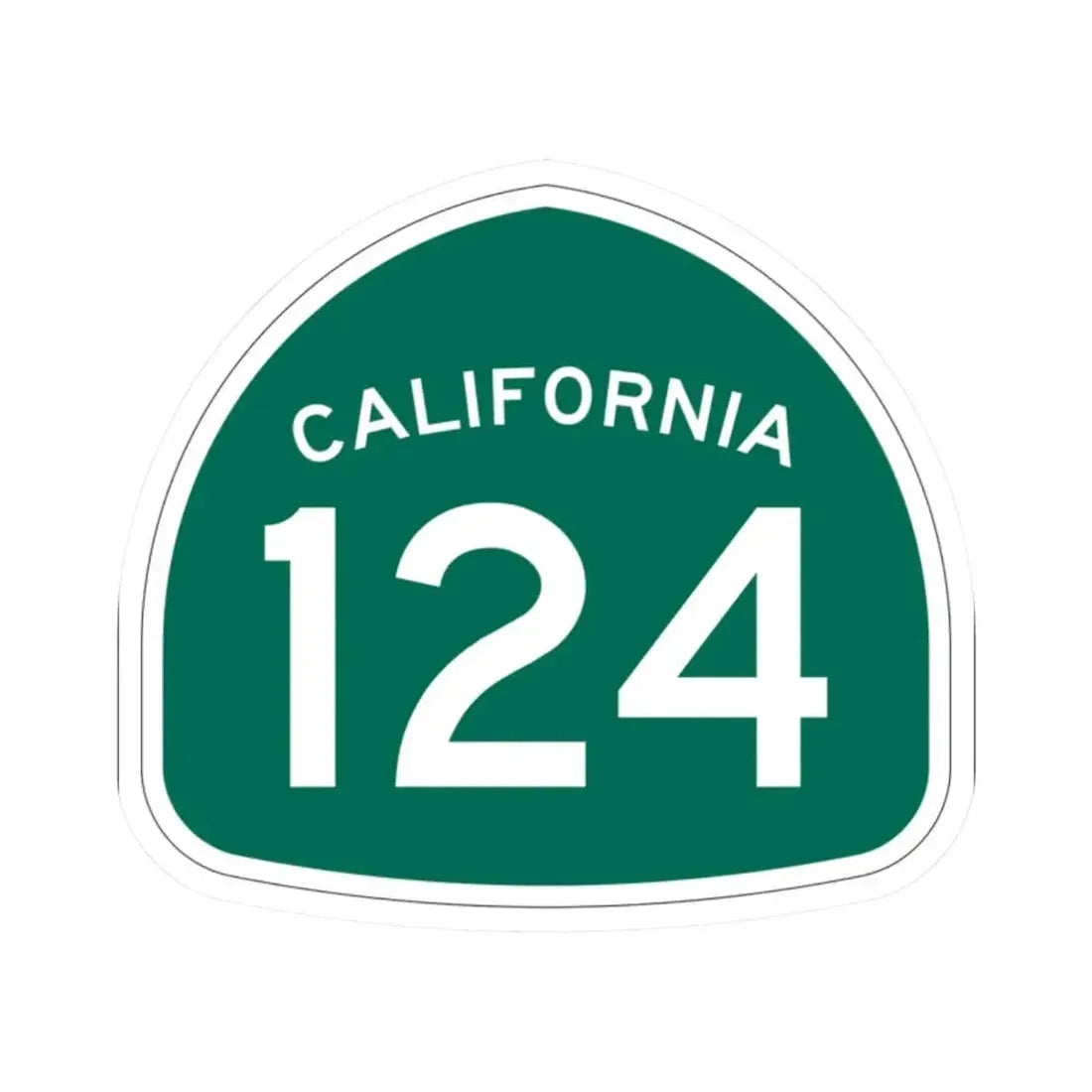 California 124 (California) (Road Sign) STICKER Vinyl Kiss-Cut Decal 2 Inch White - The Sticker Space