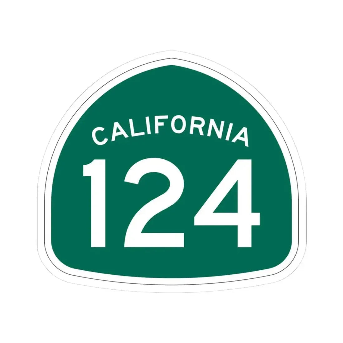 California 124 (California) (Road Sign) STICKER Vinyl Kiss-Cut Decal 3 Inch White - The Sticker Space