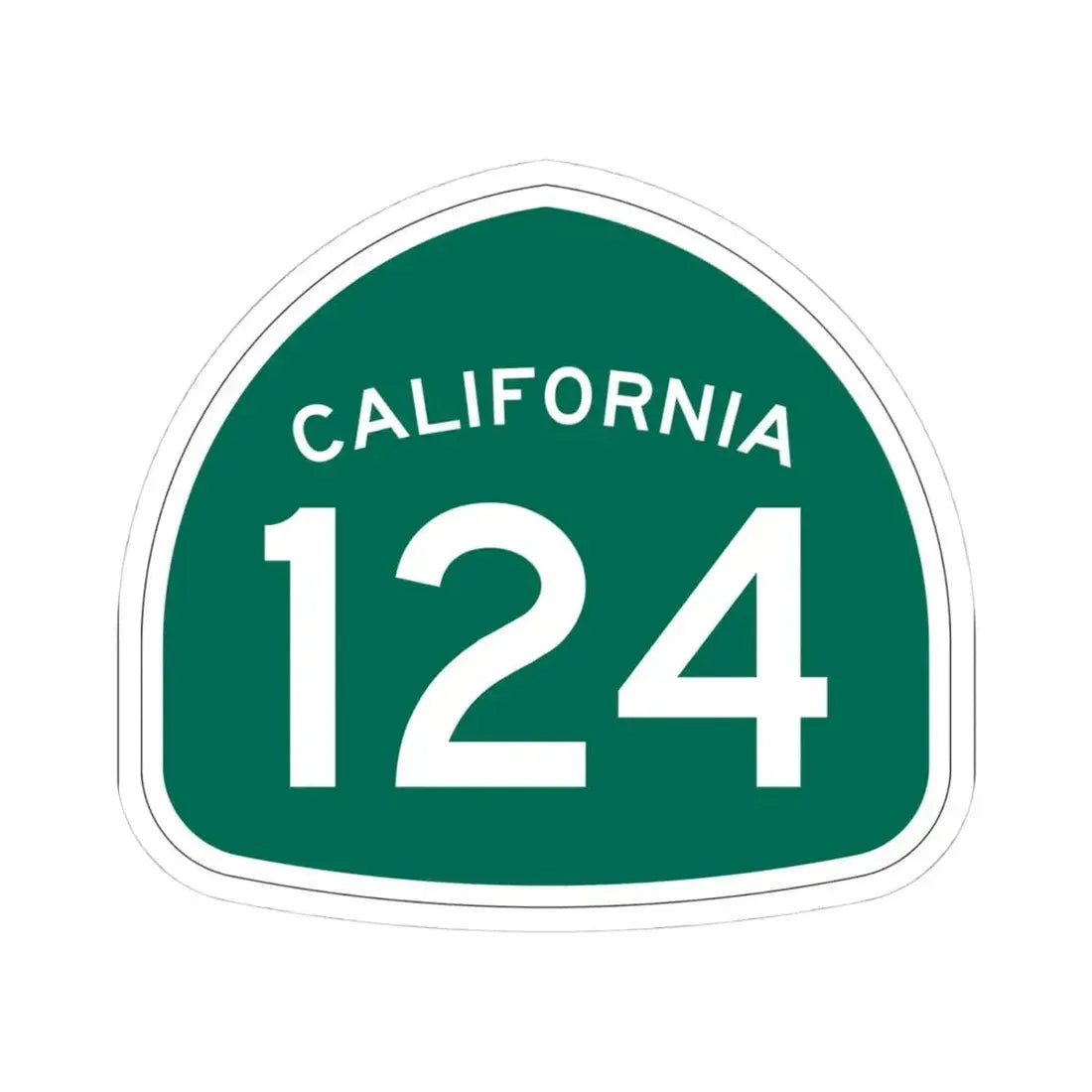 California 124 (California) (Road Sign) STICKER Vinyl Kiss-Cut Decal 4 Inch White - The Sticker Space