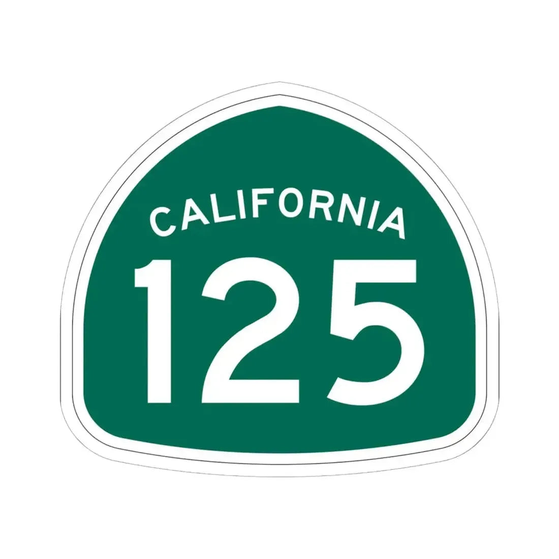 California 125 (California) (Road Sign) STICKER Vinyl Kiss-Cut Decal 6 Inch White - The Sticker Space