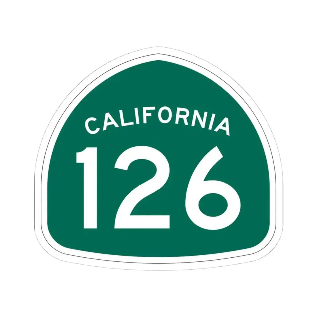 California 126 (California) (Road Sign) STICKER Vinyl Kiss-Cut Decal 4 Inch White - The Sticker Space