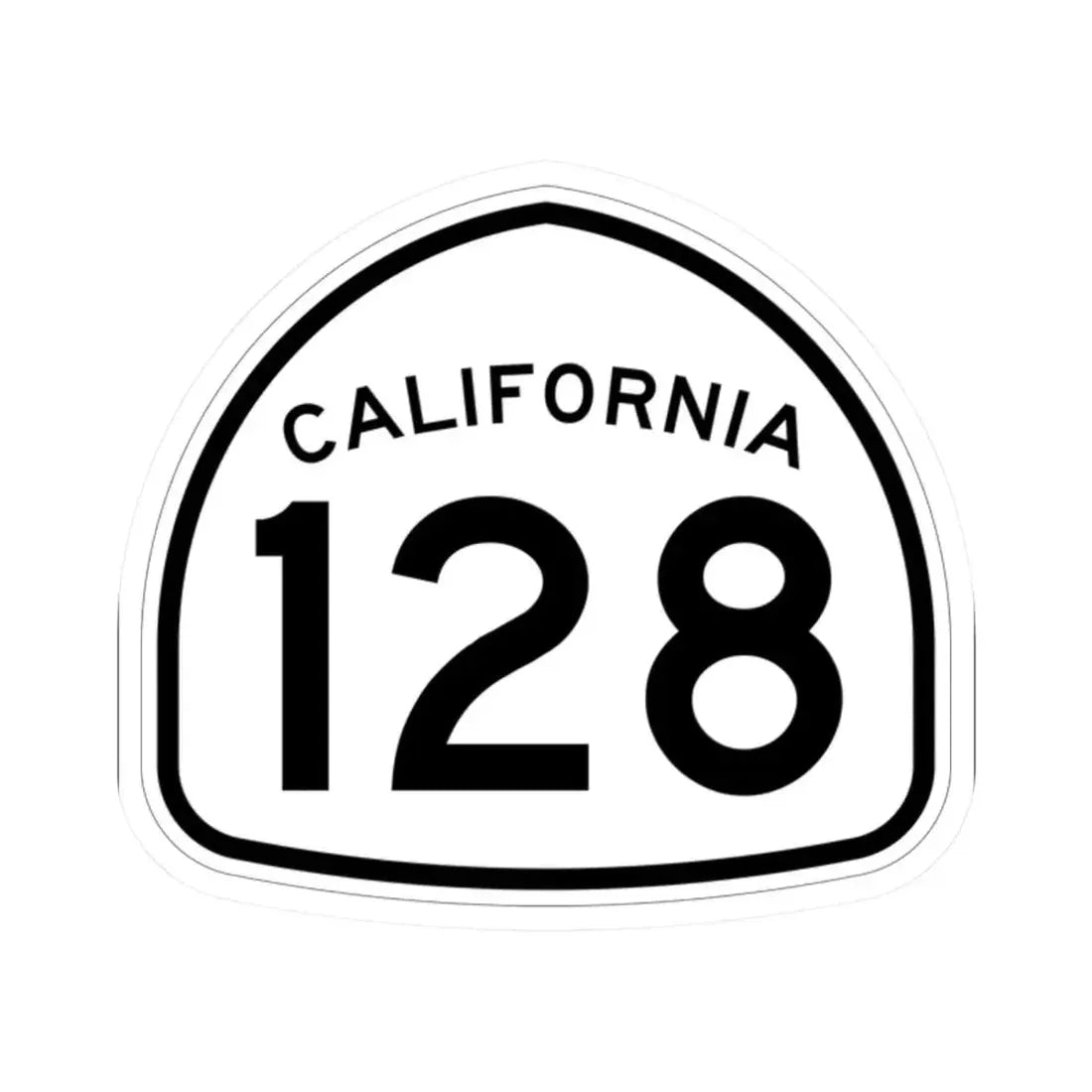 California 128 1957 (California) (Road Sign) STICKER Vinyl Kiss-Cut Decal 2 Inch White - The Sticker Space