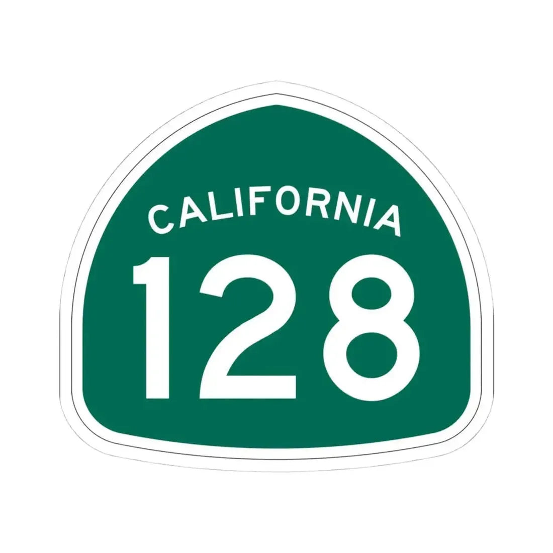 California 128 (California) (Road Sign) STICKER Vinyl Kiss-Cut Decal 4 Inch White - The Sticker Space