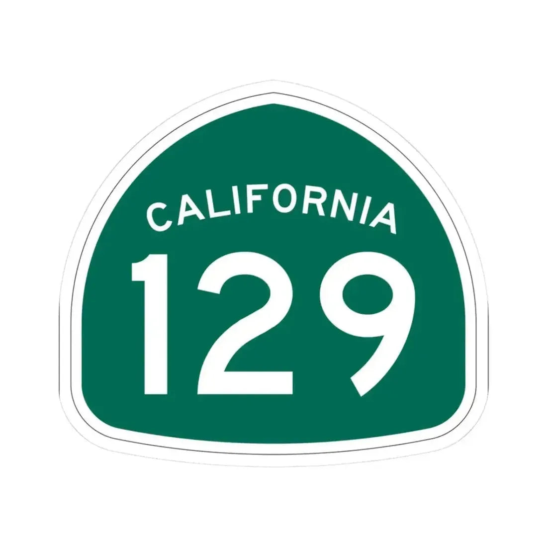 California 129 (California) (Road Sign) STICKER Vinyl Kiss-Cut Decal 3 Inch White - The Sticker Space