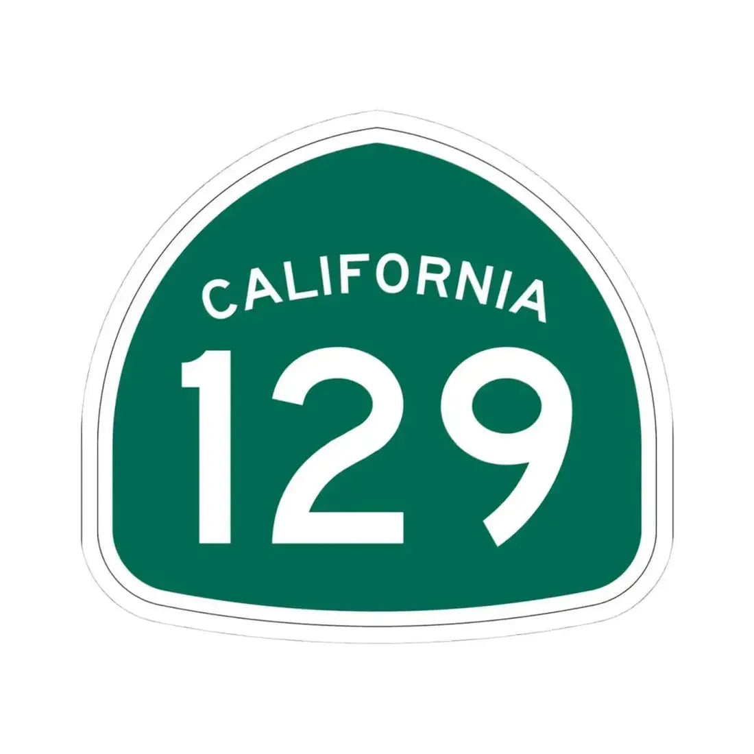 California 129 (California) (Road Sign) STICKER Vinyl Kiss-Cut Decal 4 Inch White - The Sticker Space
