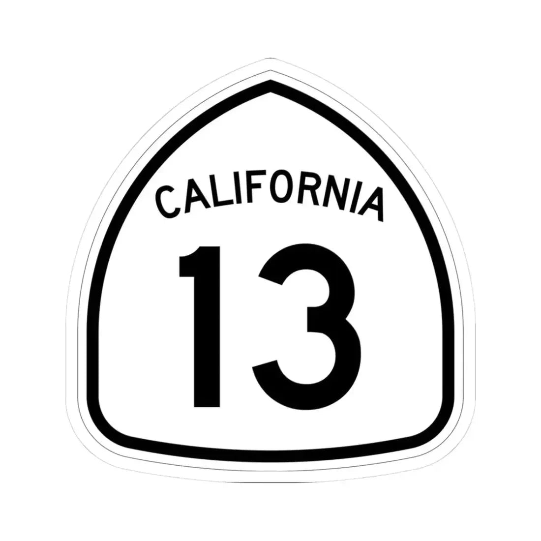 California 13 1957 (California) (Road Sign) STICKER Vinyl Kiss-Cut Decal 3 Inch White - The Sticker Space