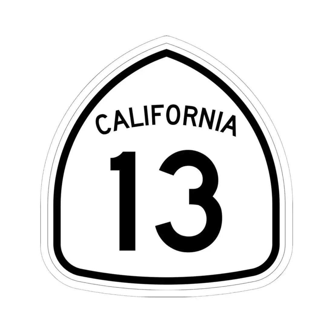 California 13 1957 (California) (Road Sign) STICKER Vinyl Kiss-Cut Decal 6 Inch White - The Sticker Space