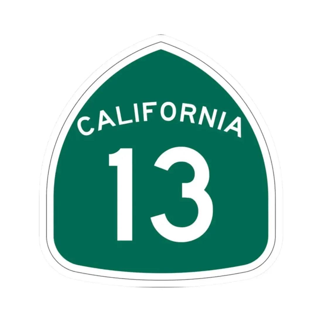 California 13 (California) (Road Sign) STICKER Vinyl Kiss-Cut Decal 2 Inch White - The Sticker Space