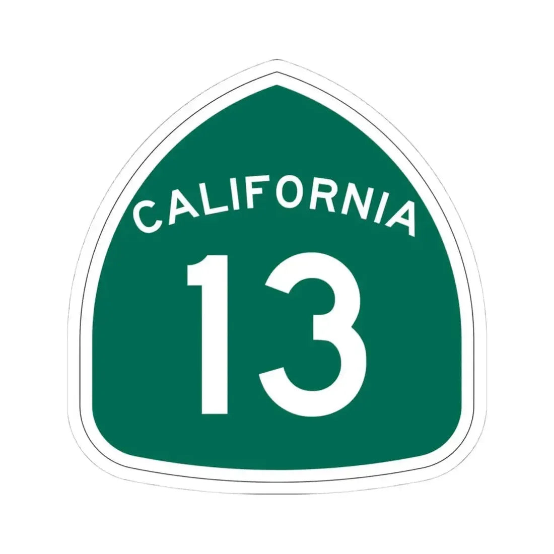 California 13 (California) (Road Sign) STICKER Vinyl Kiss-Cut Decal 4 Inch White - The Sticker Space