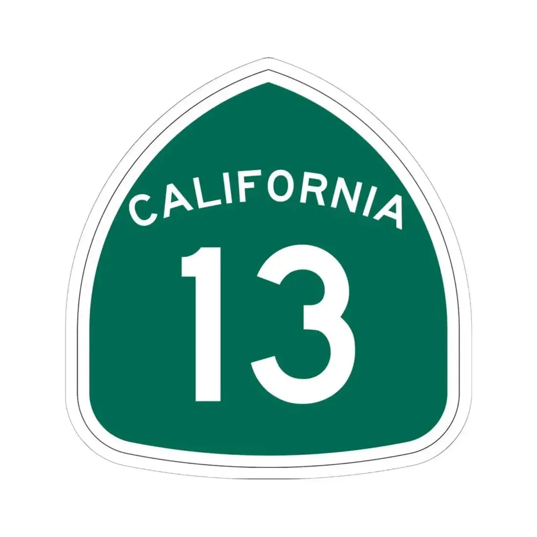 California 13 (California) (Road Sign) STICKER Vinyl Kiss-Cut Decal 6 Inch White - The Sticker Space