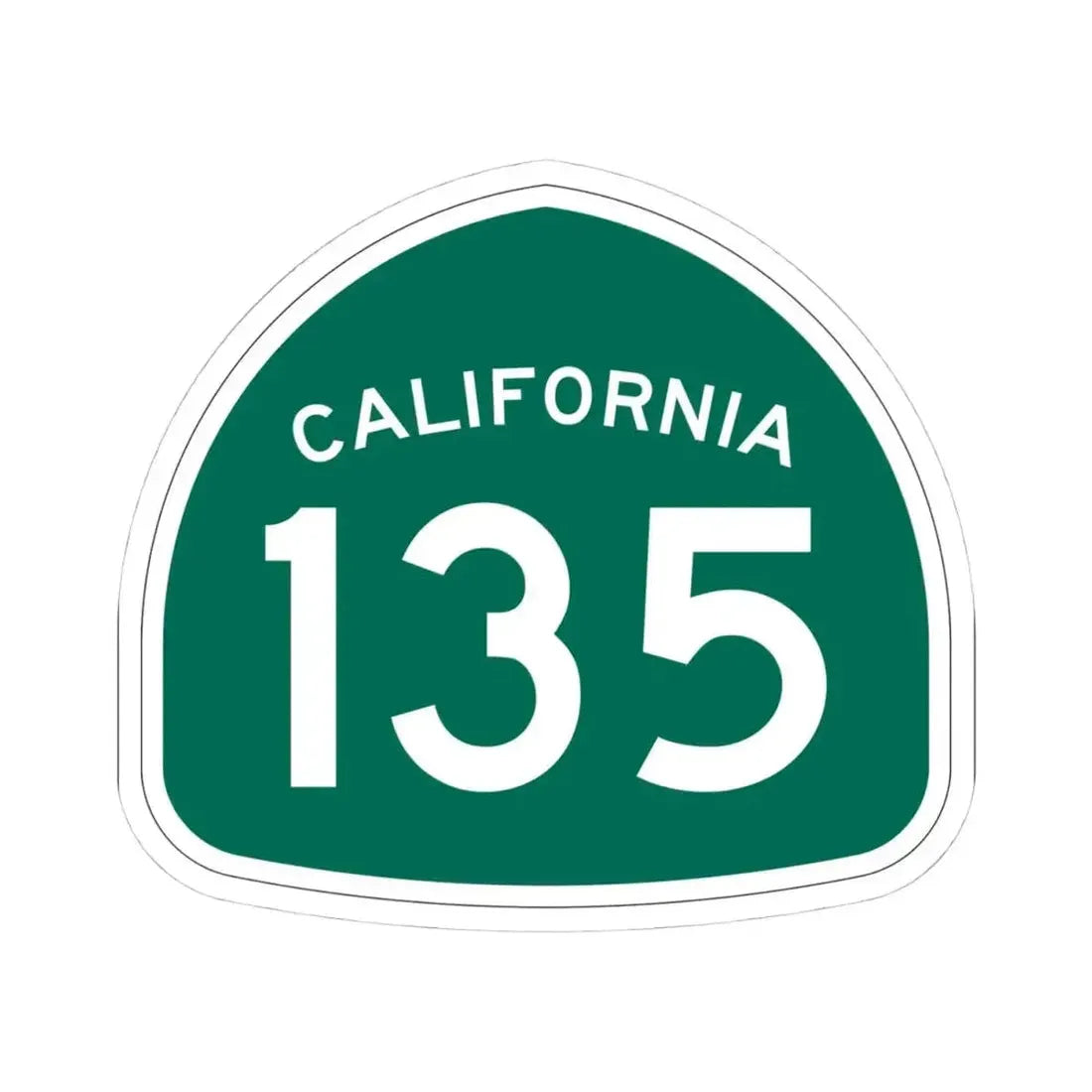 California 135 (California) (Road Sign) STICKER Vinyl Kiss-Cut Decal 4 Inch White - The Sticker Space