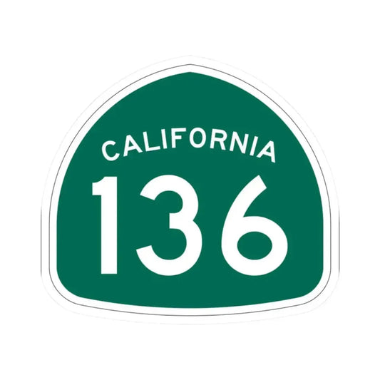 California 136 (California) (Road Sign) STICKER Vinyl Kiss-Cut Decal 2 Inch White - The Sticker Space