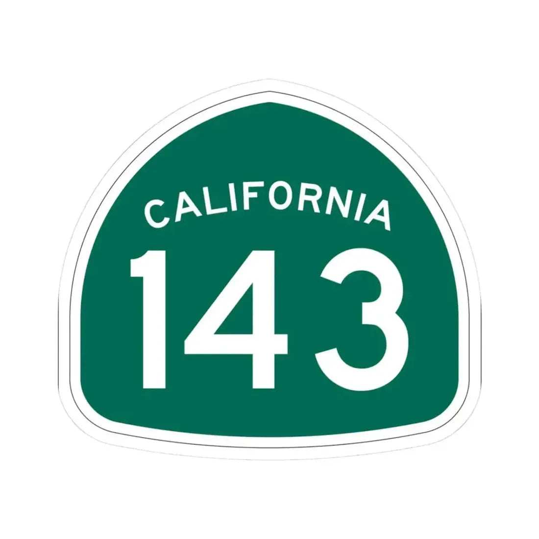 California 143 (California) (Road Sign) STICKER Vinyl Kiss-Cut Decal 3 Inch White - The Sticker Space
