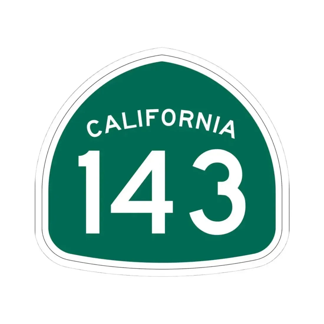 California 143 (California) (Road Sign) STICKER Vinyl Kiss-Cut Decal 4 Inch White - The Sticker Space