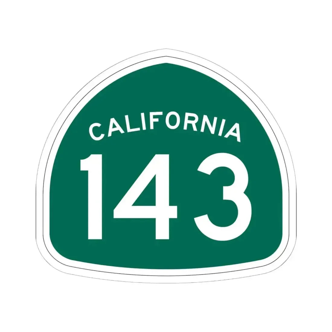 California 143 (California) (Road Sign) STICKER Vinyl Kiss-Cut Decal 6 Inch White - The Sticker Space