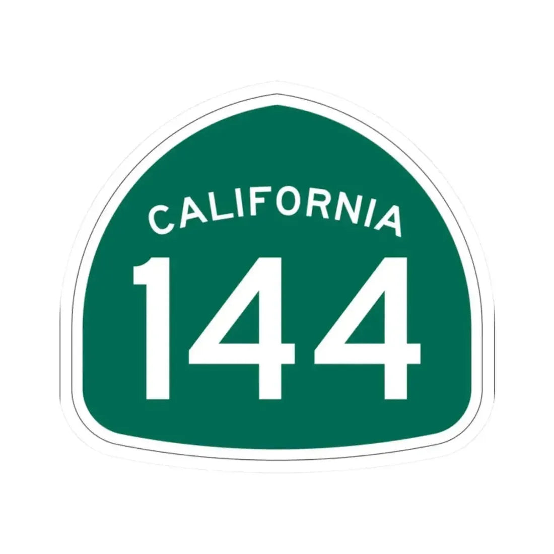 California 144 (California) (Road Sign) STICKER Vinyl Kiss-Cut Decal 2 Inch White - The Sticker Space