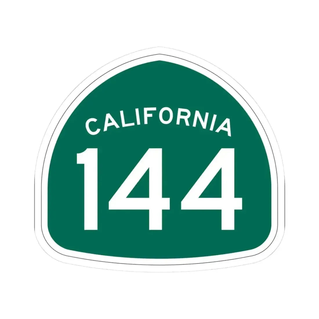 California 144 (California) (Road Sign) STICKER Vinyl Kiss-Cut Decal 3 Inch White - The Sticker Space