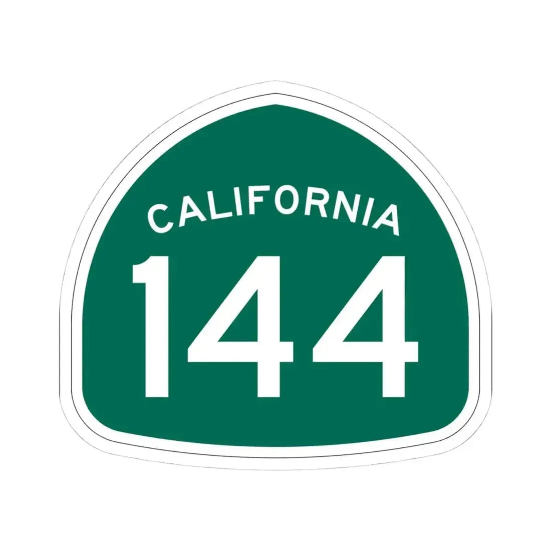 California 144 (California) (Road Sign) STICKER Vinyl Kiss-Cut Decal 4 Inch White - The Sticker Space
