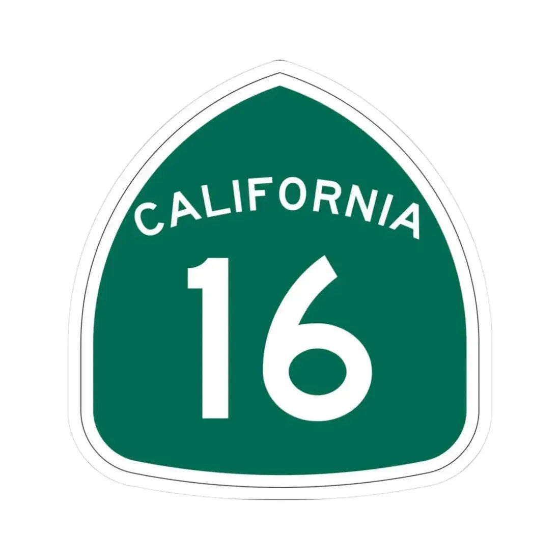 California 16 (California) (Road Sign) STICKER Vinyl Kiss-Cut Decal 3 Inch White - The Sticker Space