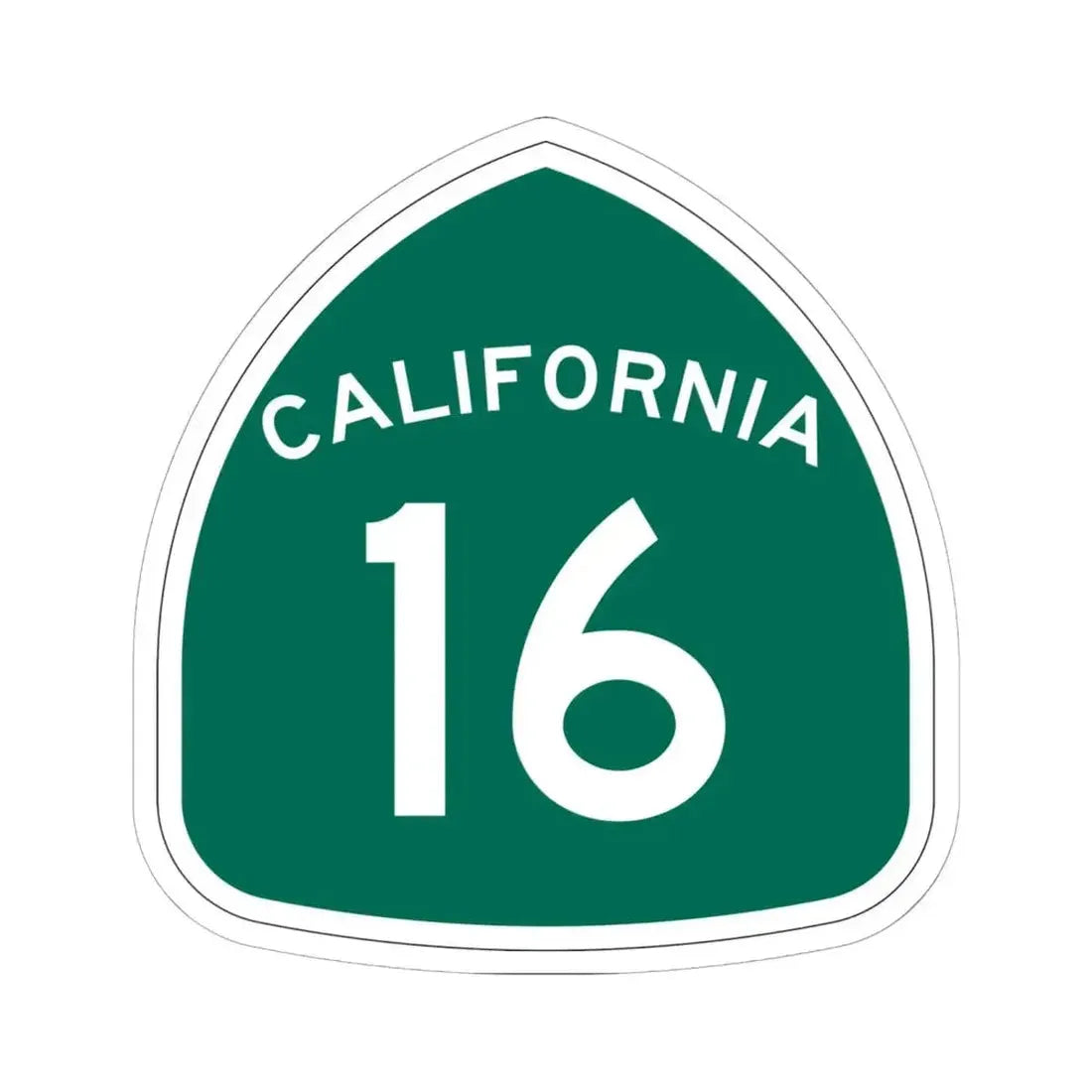 California 16 (California) (Road Sign) STICKER Vinyl Kiss-Cut Decal 6 Inch White - The Sticker Space