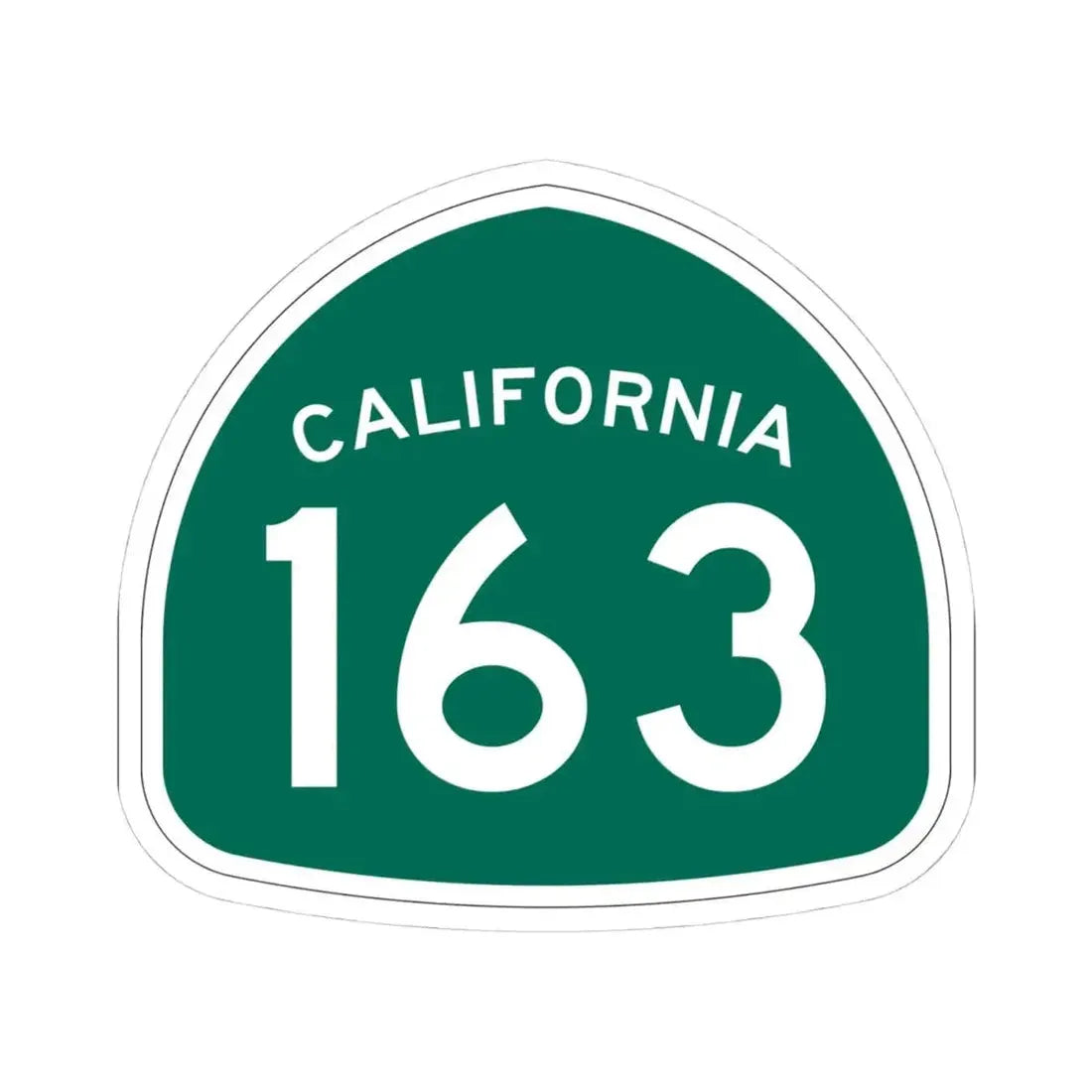 California 163 (California) (Road Sign) STICKER Vinyl Kiss-Cut Decal 4 Inch White - The Sticker Space