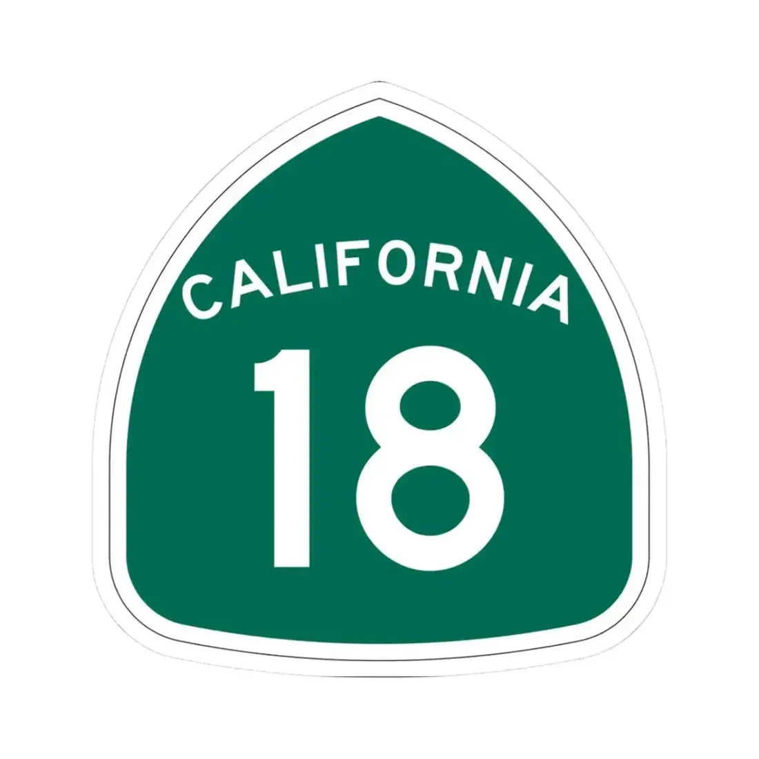 California 18 (California) (Road Sign) STICKER Vinyl Kiss-Cut Decal 3 Inch White - The Sticker Space