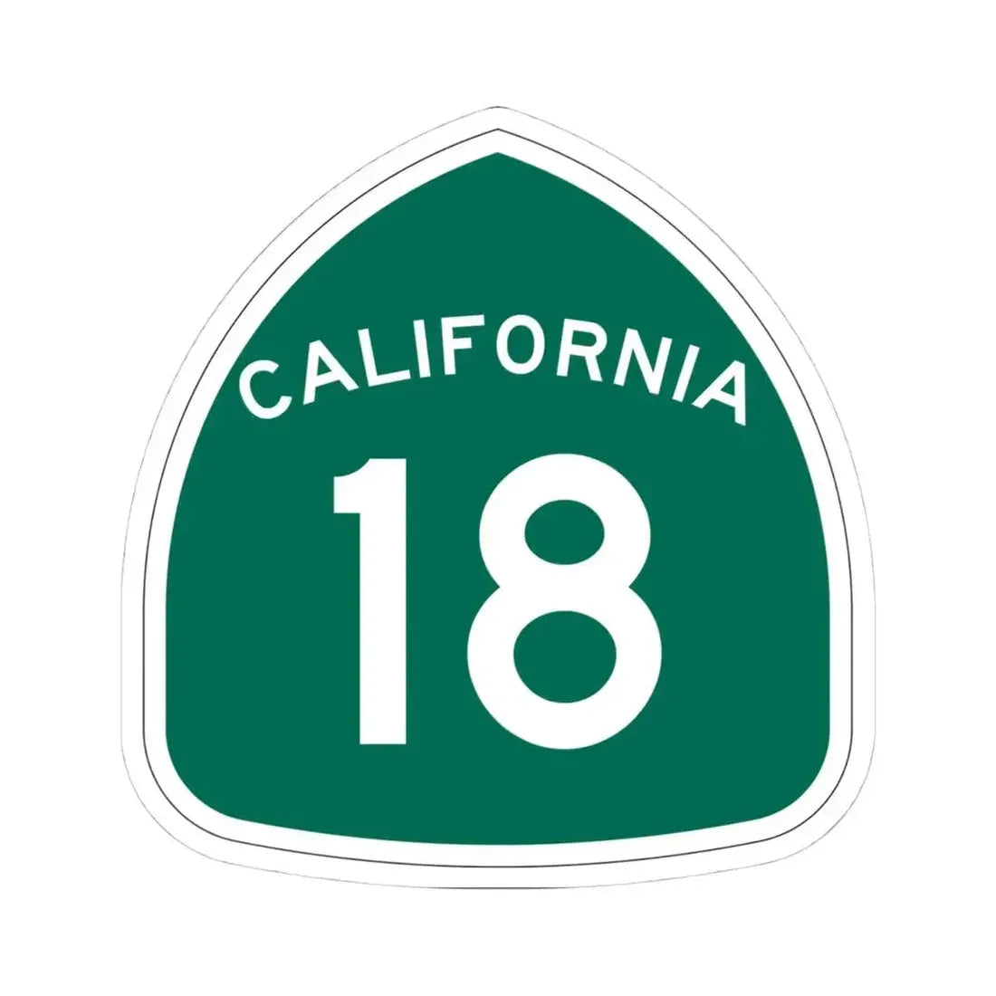 California 18 (California) (Road Sign) STICKER Vinyl Kiss-Cut Decal 4 Inch White - The Sticker Space