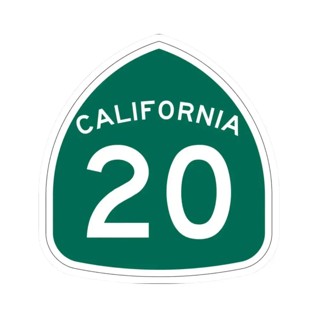 California 20 (California) (Road Sign) STICKER Vinyl Kiss-Cut Decal 2 Inch White - The Sticker Space