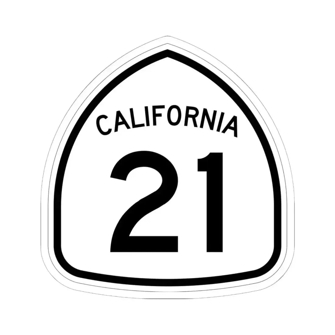 California 21 1957 (California) (Road Sign) STICKER Vinyl Kiss-Cut Decal 6 Inch White - The Sticker Space