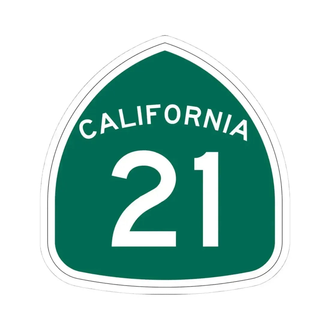 California 21 (California) (Road Sign) STICKER Vinyl Kiss-Cut Decal 4 Inch White - The Sticker Space