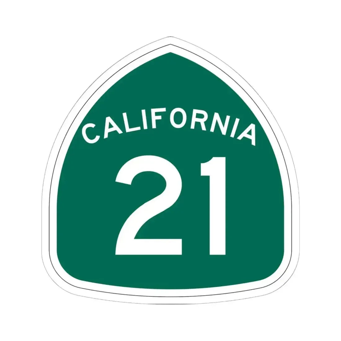 California 21 (California) (Road Sign) STICKER Vinyl Kiss-Cut Decal 6 Inch White - The Sticker Space