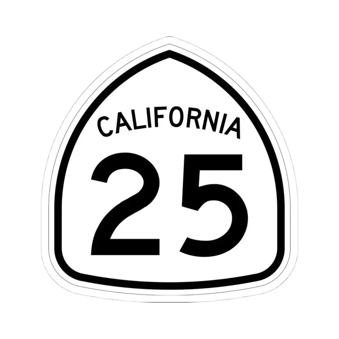 California 25 1957 (California) (Road Sign) STICKER Vinyl Kiss-Cut Decal 4 Inch White - The Sticker Space