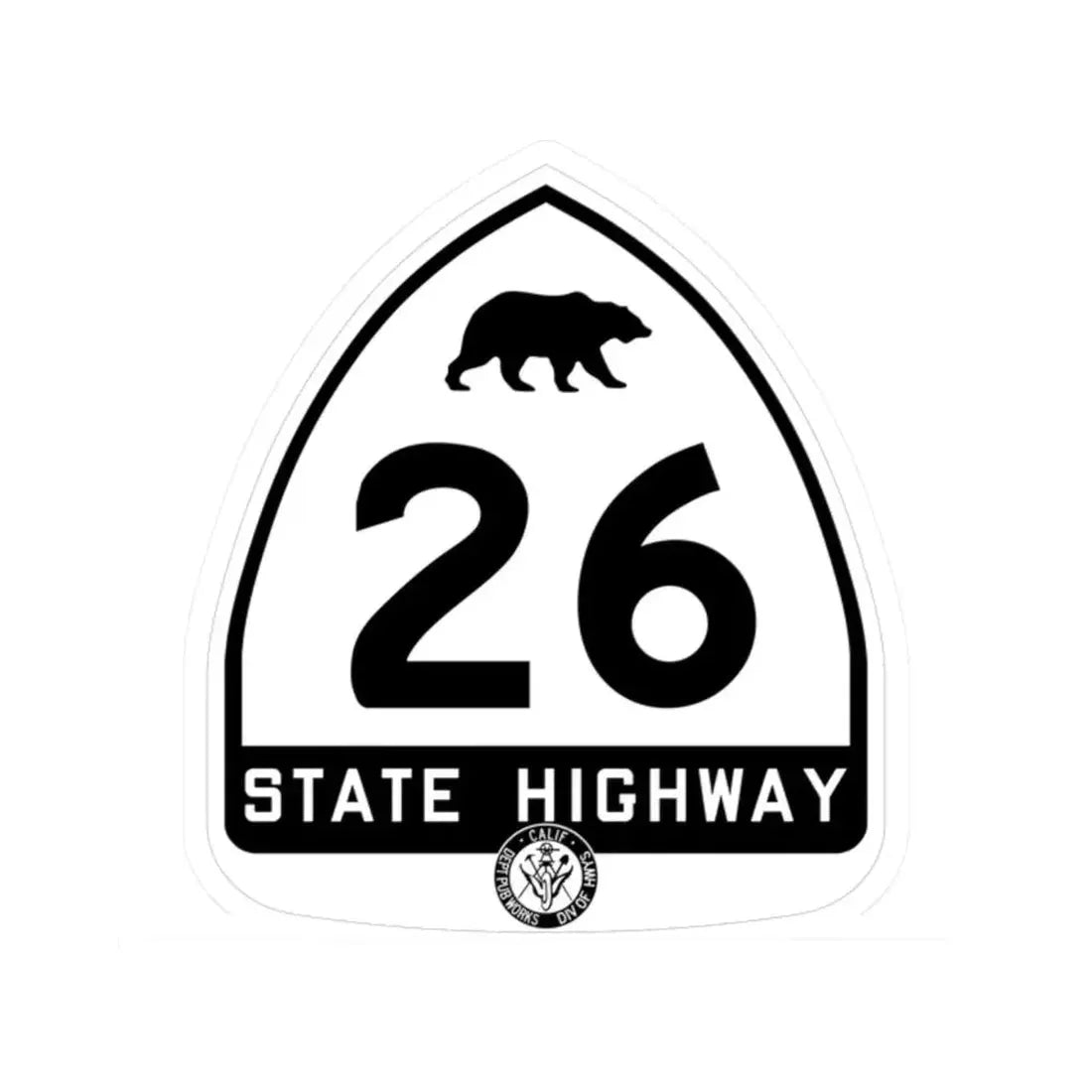 California 26 1948 (California) (Road Sign) STICKER Vinyl Kiss-Cut Decal 2 Inch White - The Sticker Space