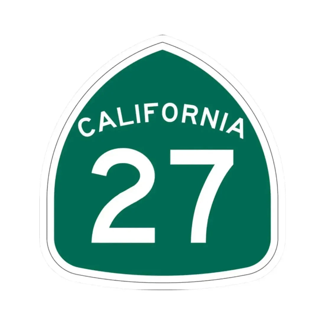 California 27 (California) (Road Sign) STICKER Vinyl Kiss-Cut Decal 2 Inch White - The Sticker Space
