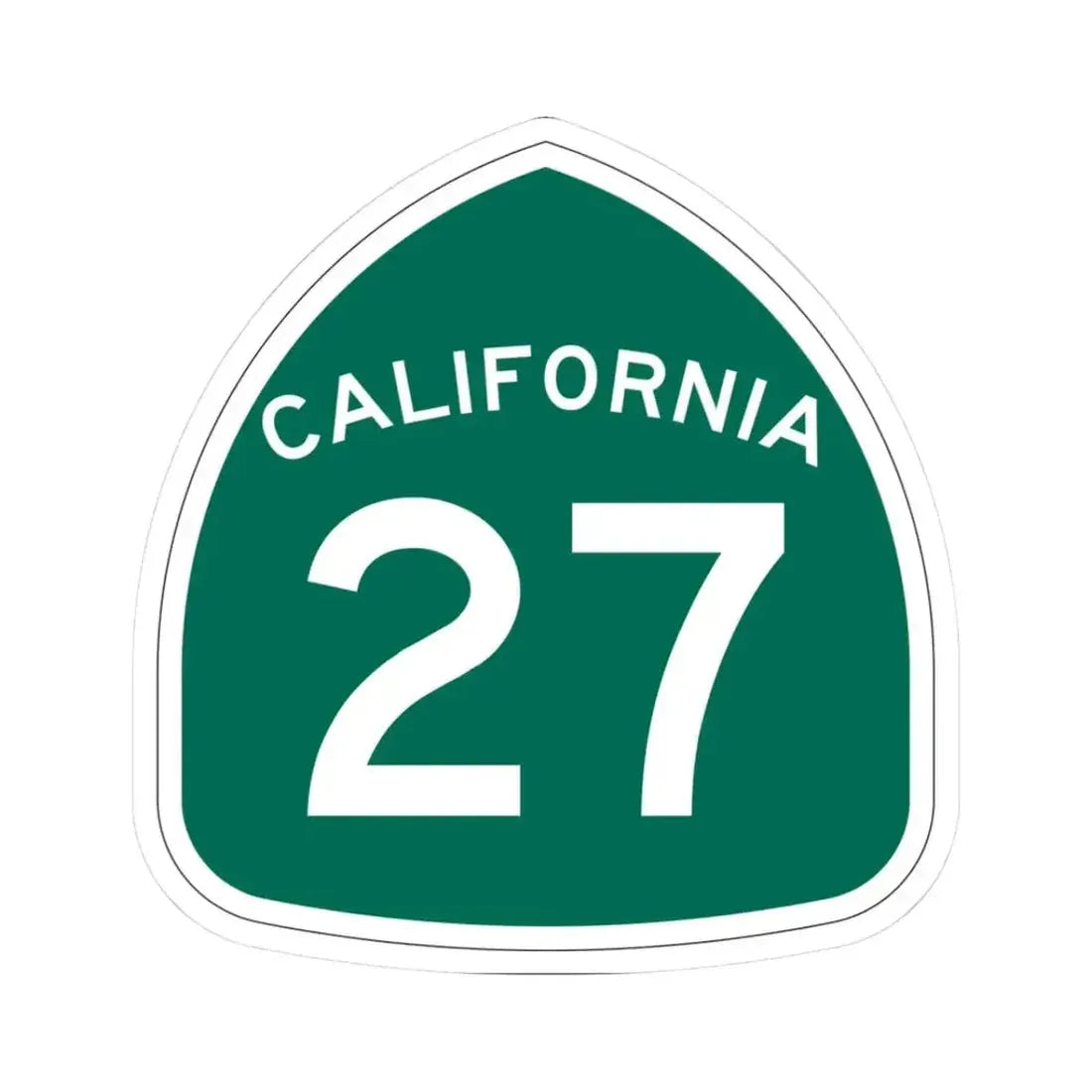 California 27 (California) (Road Sign) STICKER Vinyl Kiss-Cut Decal 3 Inch White - The Sticker Space