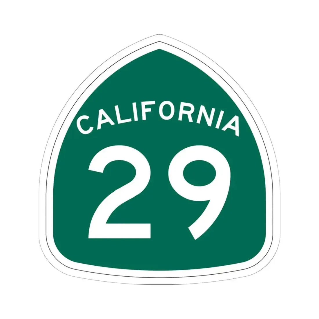 California 29 (California) (Road Sign) STICKER Vinyl Kiss-Cut Decal 6 Inch White - The Sticker Space