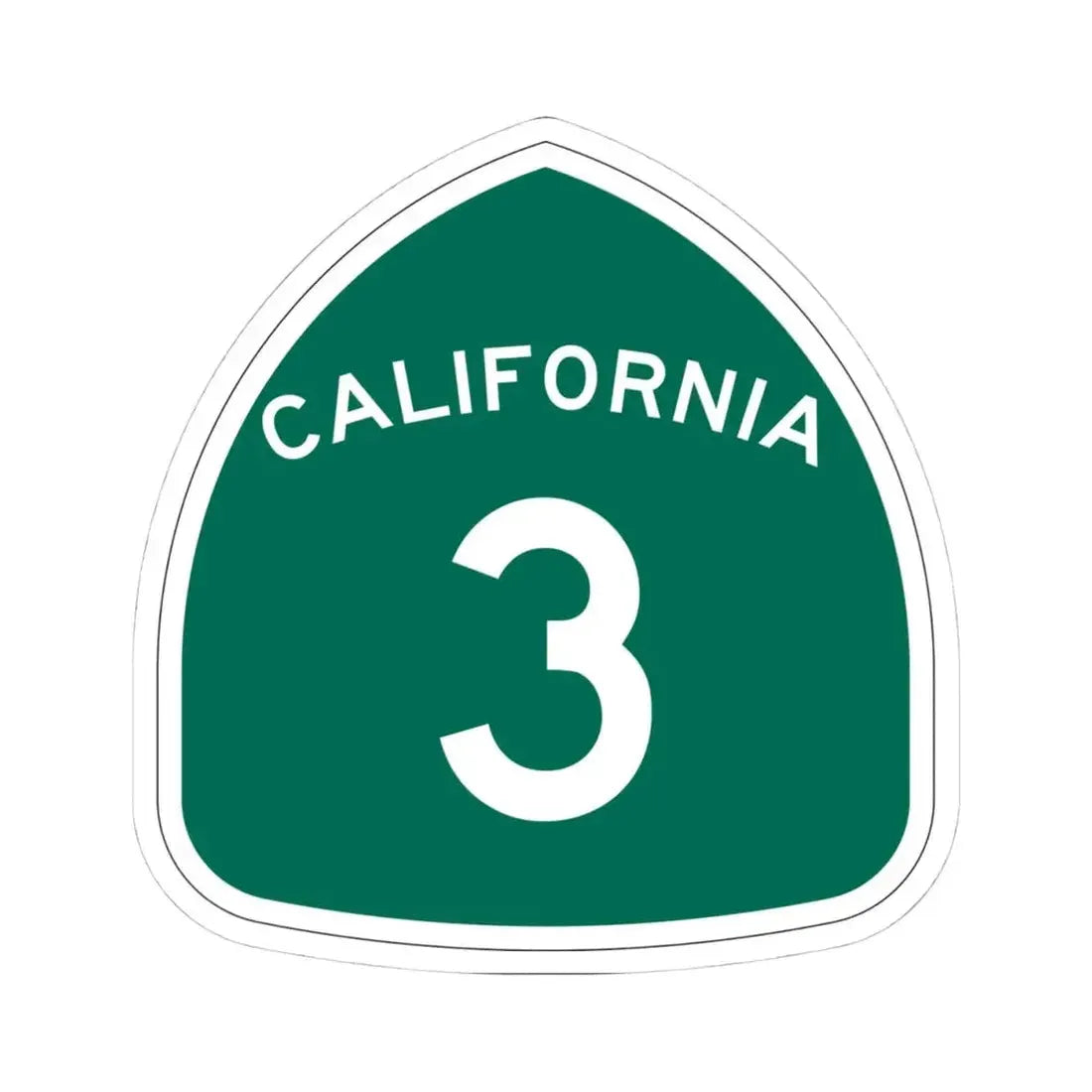 California 3 (California) (Road Sign) STICKER Vinyl Kiss-Cut Decal 4 Inch White - The Sticker Space