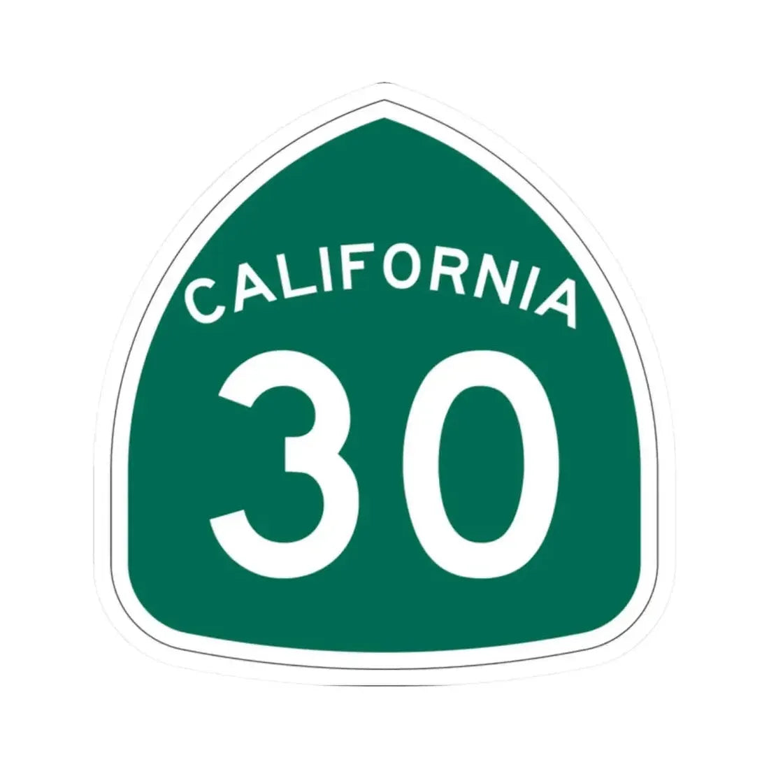 California 30 (California) (Road Sign) STICKER Vinyl Kiss-Cut Decal 2 Inch White - The Sticker Space