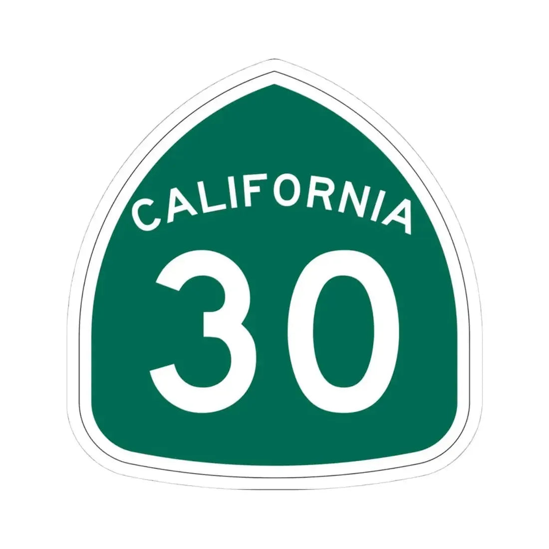 California 30 (California) (Road Sign) STICKER Vinyl Kiss-Cut Decal 4 Inch White - The Sticker Space