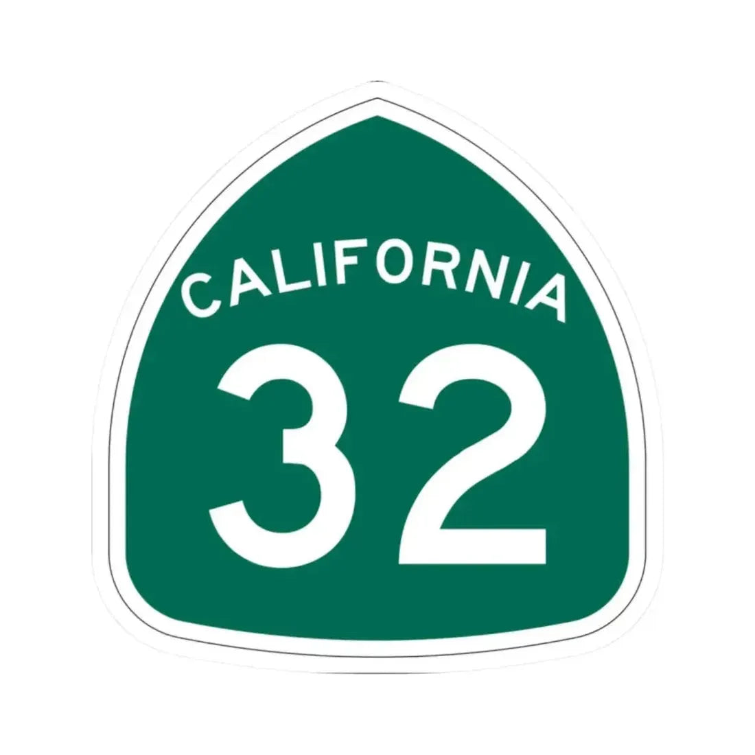 California 32 (California) (Road Sign) STICKER Vinyl Kiss-Cut Decal 2 Inch White - The Sticker Space