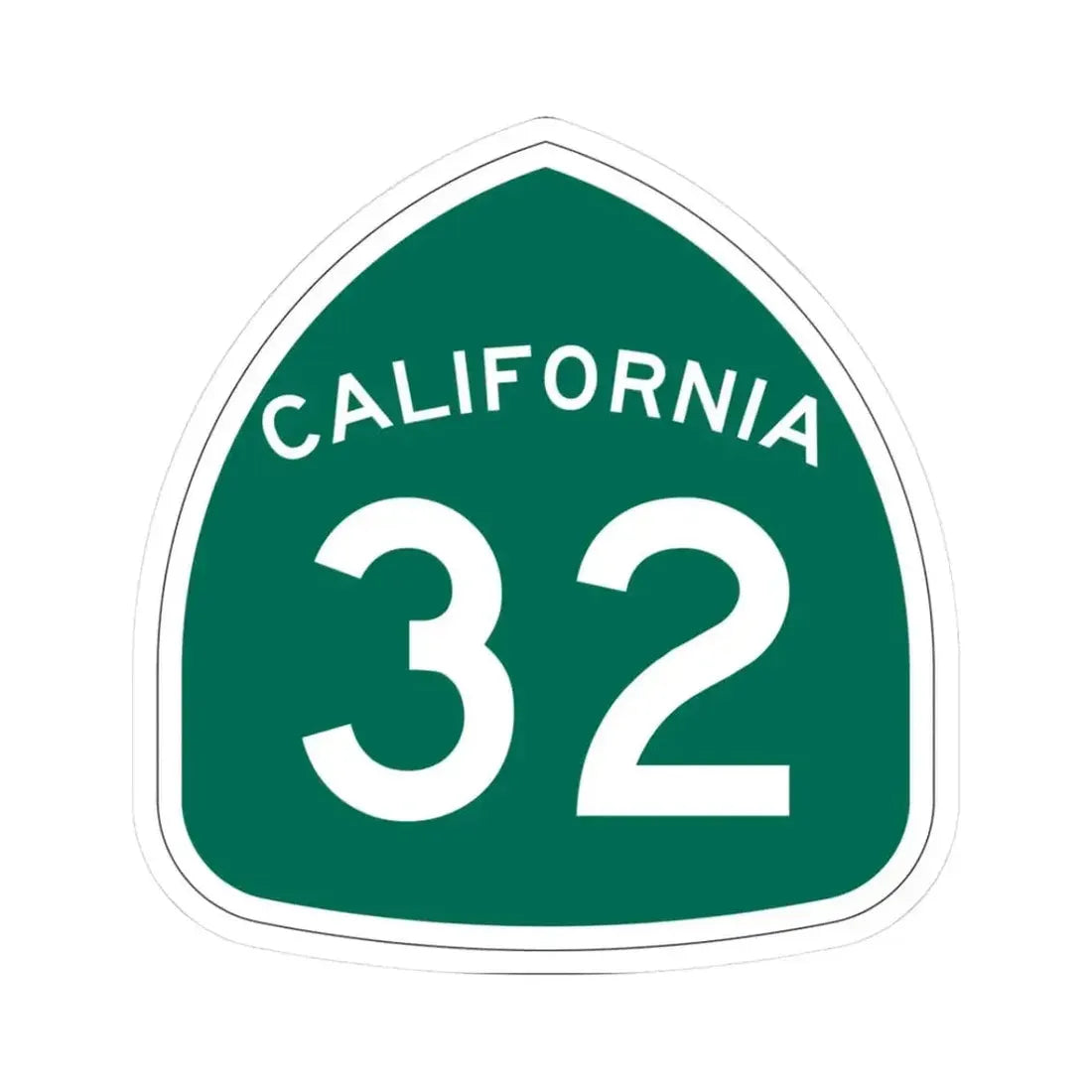 California 32 (California) (Road Sign) STICKER Vinyl Kiss-Cut Decal 3 Inch White - The Sticker Space
