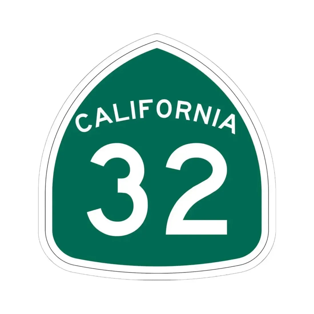 California 32 (California) (Road Sign) STICKER Vinyl Kiss-Cut Decal 6 Inch White - The Sticker Space