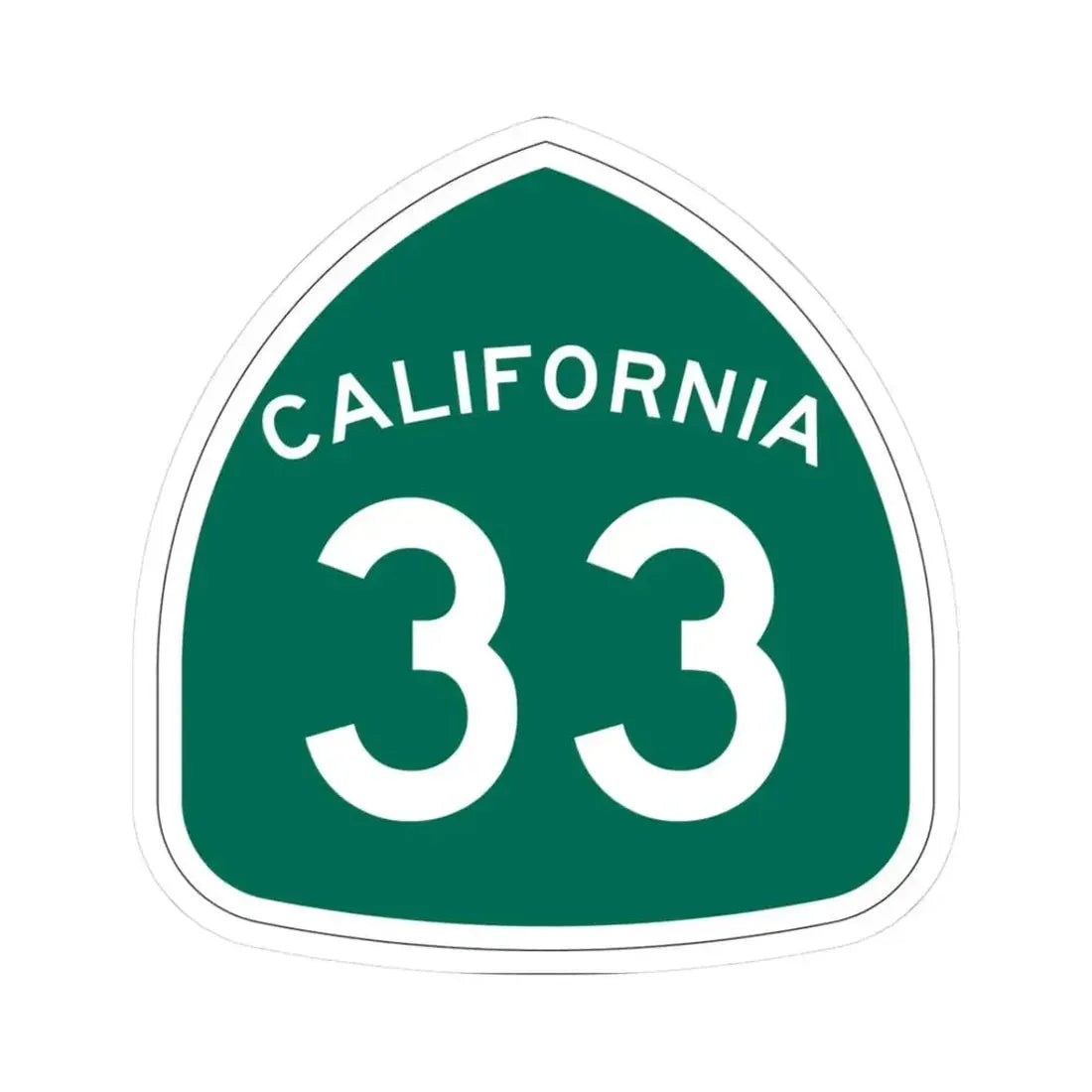 California 33 (California) (Road Sign) STICKER Vinyl Kiss-Cut Decal 3 Inch White - The Sticker Space