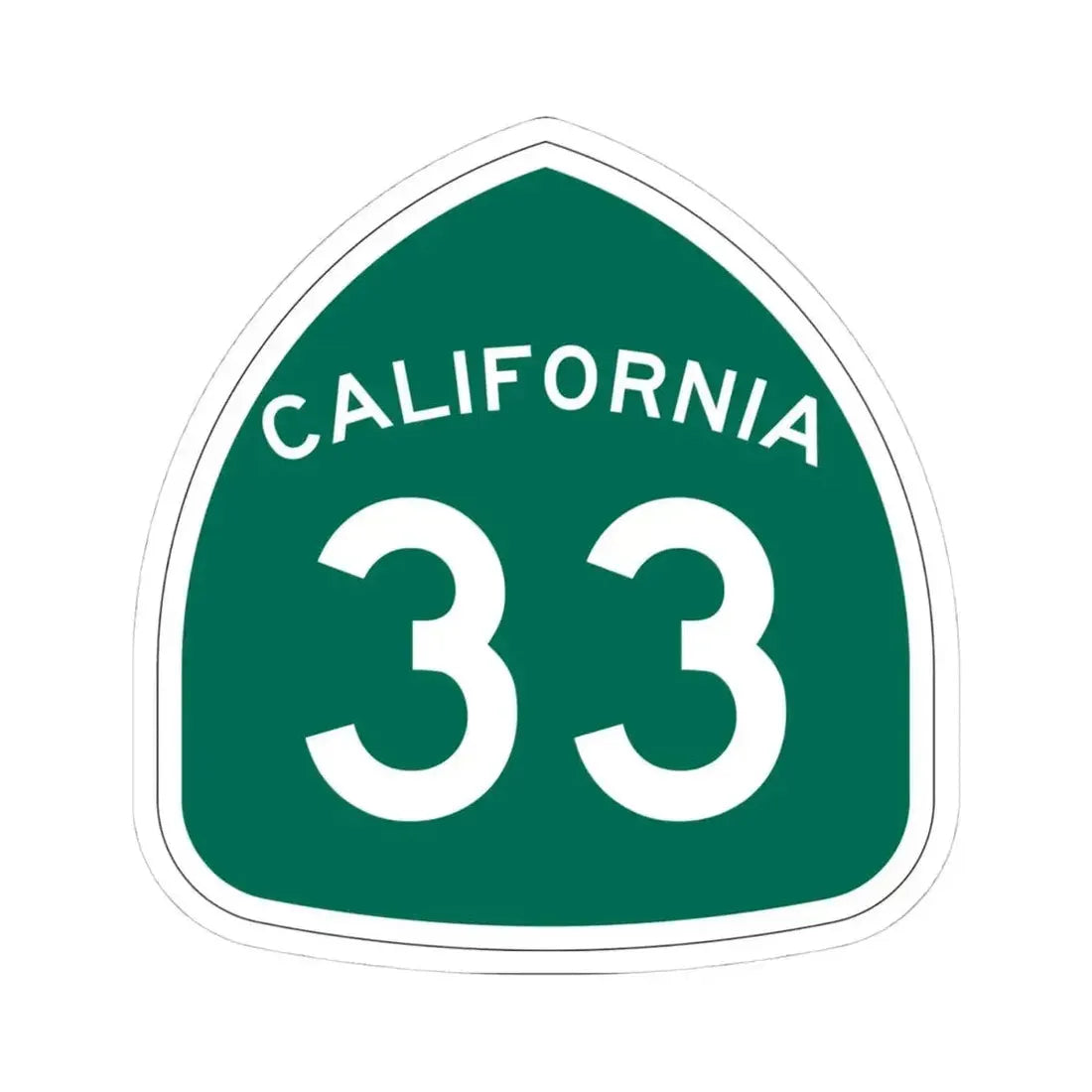 California 33 (California) (Road Sign) STICKER Vinyl Kiss-Cut Decal 4 Inch White - The Sticker Space