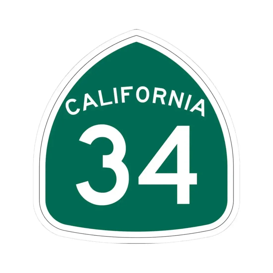 California 34 (California) (Road Sign) STICKER Vinyl Kiss-Cut Decal 3 Inch White - The Sticker Space