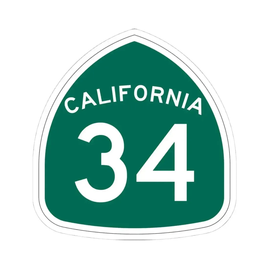 California 34 (California) (Road Sign) STICKER Vinyl Kiss-Cut Decal 4 Inch White - The Sticker Space