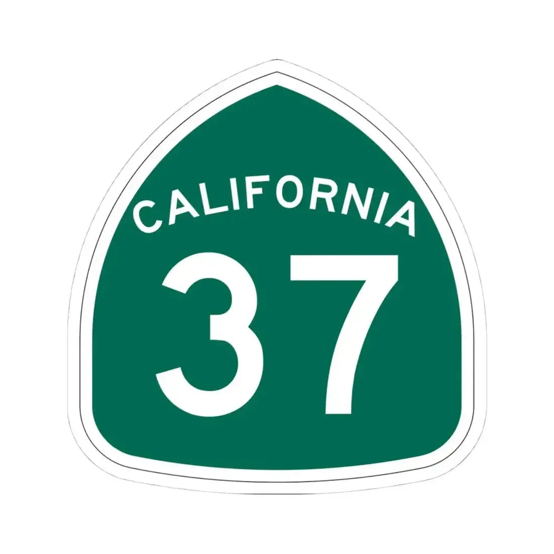 California 37 (California) (Road Sign) STICKER Vinyl Kiss-Cut Decal 4 Inch White - The Sticker Space